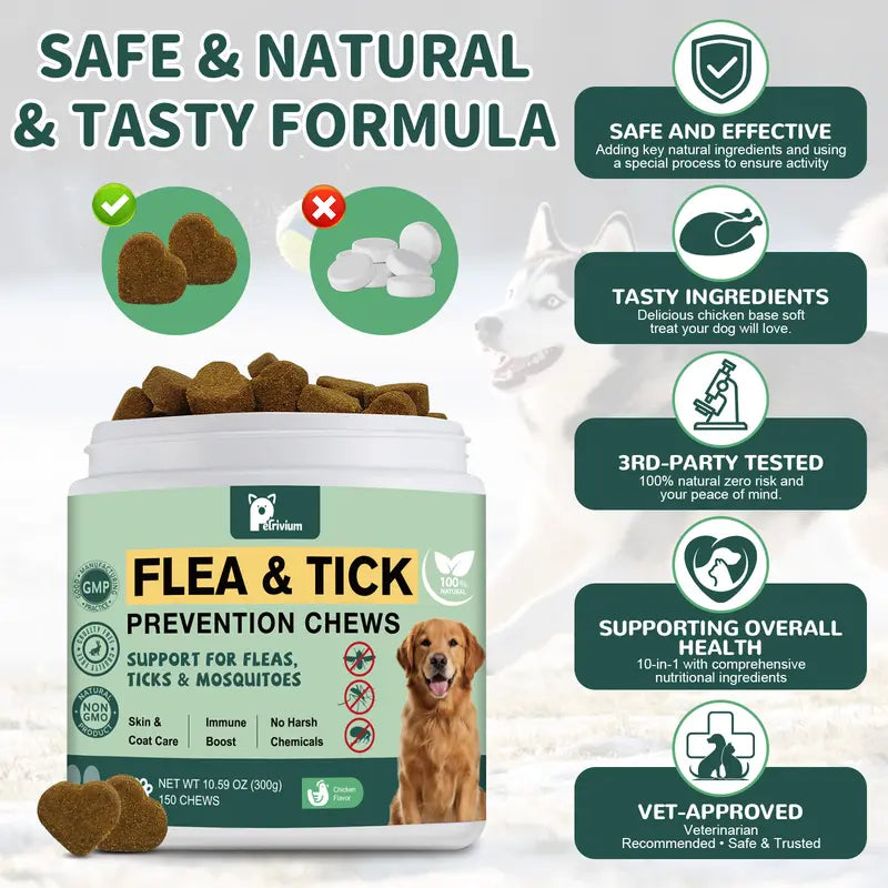 Natural Flea, Tick & Mosquito Defense Chews for Dogs