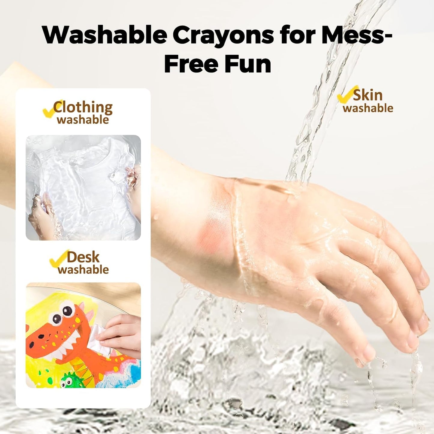 Jumbo Washable Silky Crayons for Mess-Free Toddler Coloring
