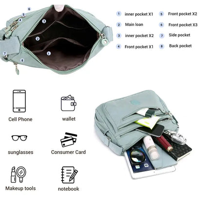Waterproof Multi-Pocket Crossbody Bag with Ultra-Light Everyday Capacity