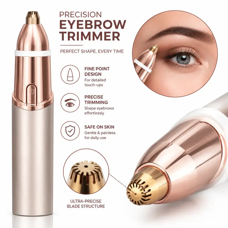 2-in-1 Precision Electric Eyebrow Trimmer & Facial Hair Remover for Smooth, Painless Hair Removal