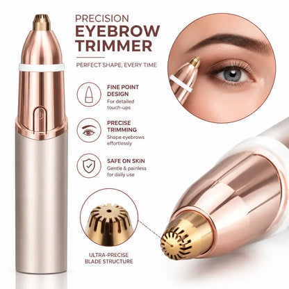 2-in-1 Precision Electric Eyebrow Trimmer & Facial Hair Remover for Smooth, Painless Hair Removal