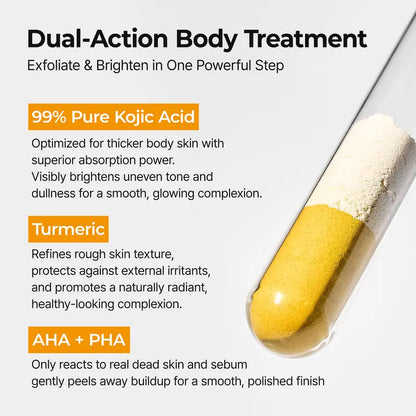 Smooth, Radiant Skin in Seconds: Instant Exfoliating Kojic Acid & Turmeric Body Spray