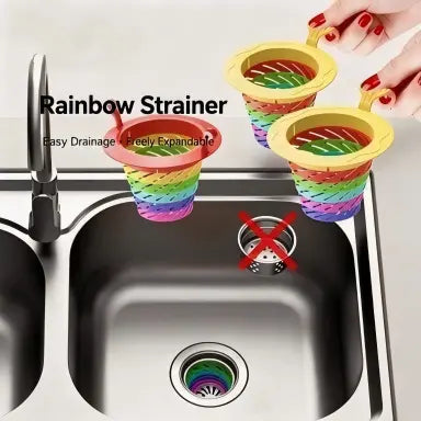 Expandable Rainbow Kitchen Sink Strainer – Catch Food Residue & Prevent Clogged Drains
