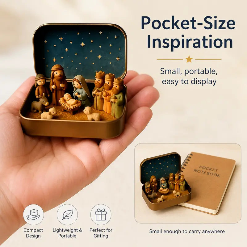 Mini Christmas Nativity Set in Pocket Keepsake Tin