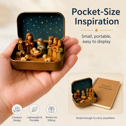 Mini Christmas Nativity Set in Pocket Keepsake Tin