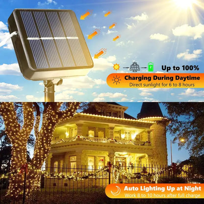 Ultra-Bright Solar Outdoor Fairy Lights – IP65 Waterproof & 8 Lighting Modes