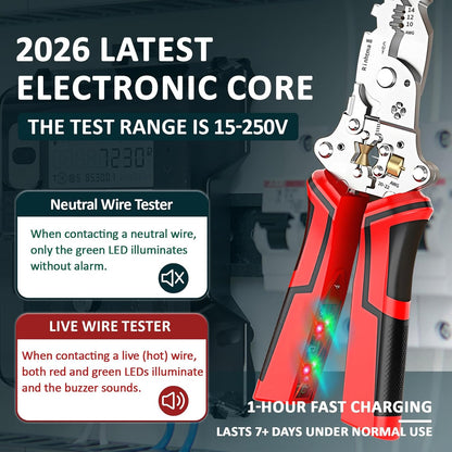 Wire Stripping Pliers - Rechargeable Smart Cutting & Voltage Detection Tool For Safe Electrical Work