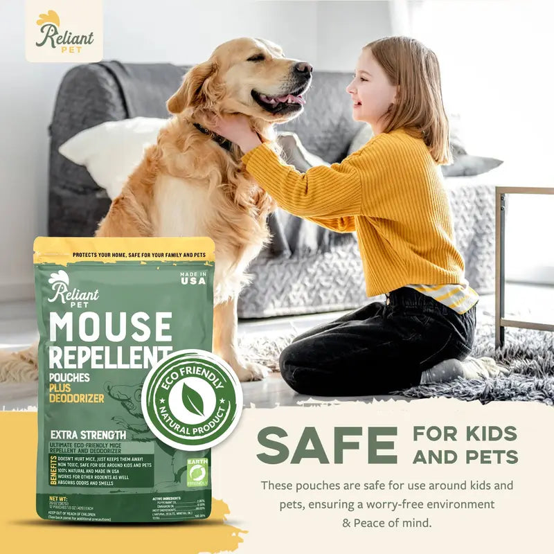 Natural Peppermint Rodent Repellent Pouches for Home & Vehicles