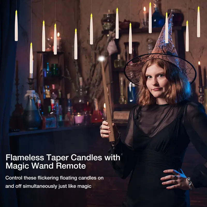 Magical Floating LED Taper Candles with Magic Wand Remote