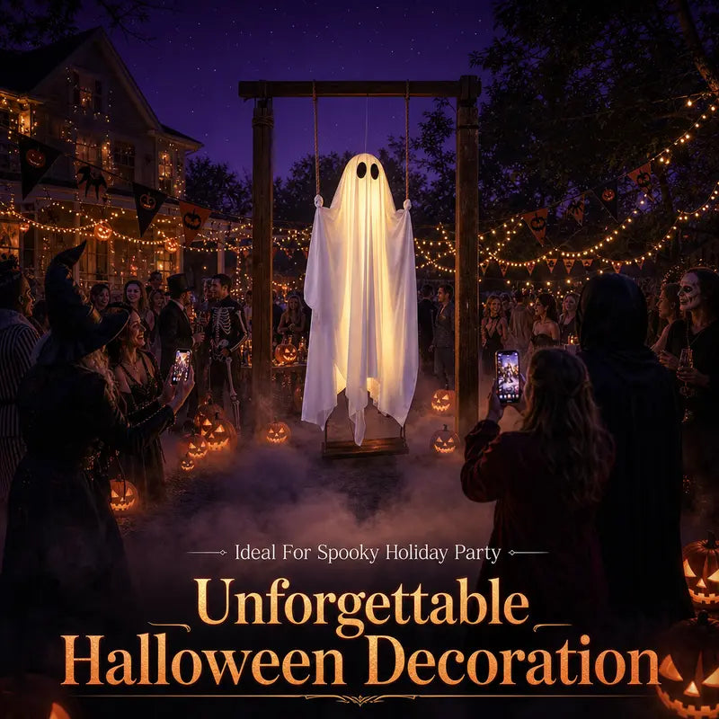 5FT Light-Up Hanging Ghost Swing with Remote Control