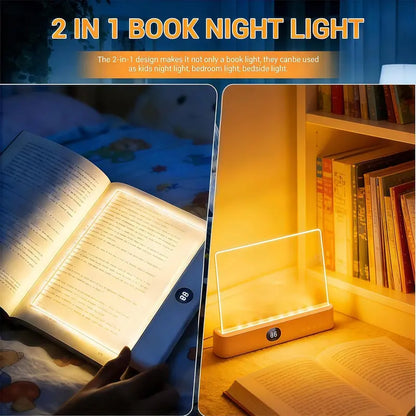 Flat LED Night Reading Light with Smart Timer & Dimmable Eye-Care Panel