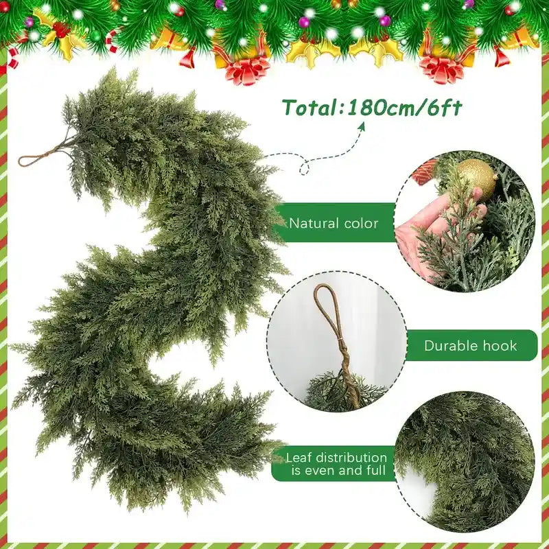 Real-Touch Artificial Cedar Garland for Christmas Decor