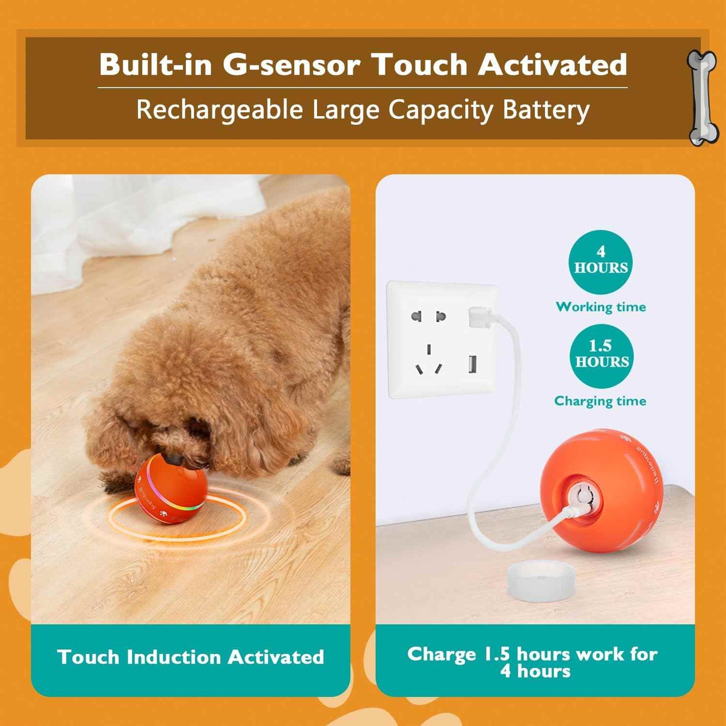 Smart Interactive Motion-Activated Rolling Dog Ball Toy