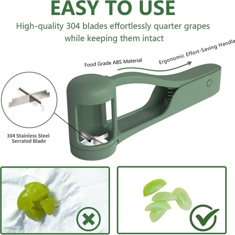 1-Press Safety Grape & Tomato Quarter Slicer for Toddlers