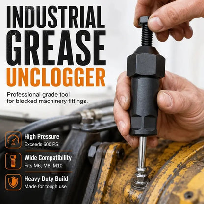 Heavy-Duty Grease Fitting Cleaner Tool - Clears Blocked Grease Joints in Seconds Without Disassembly