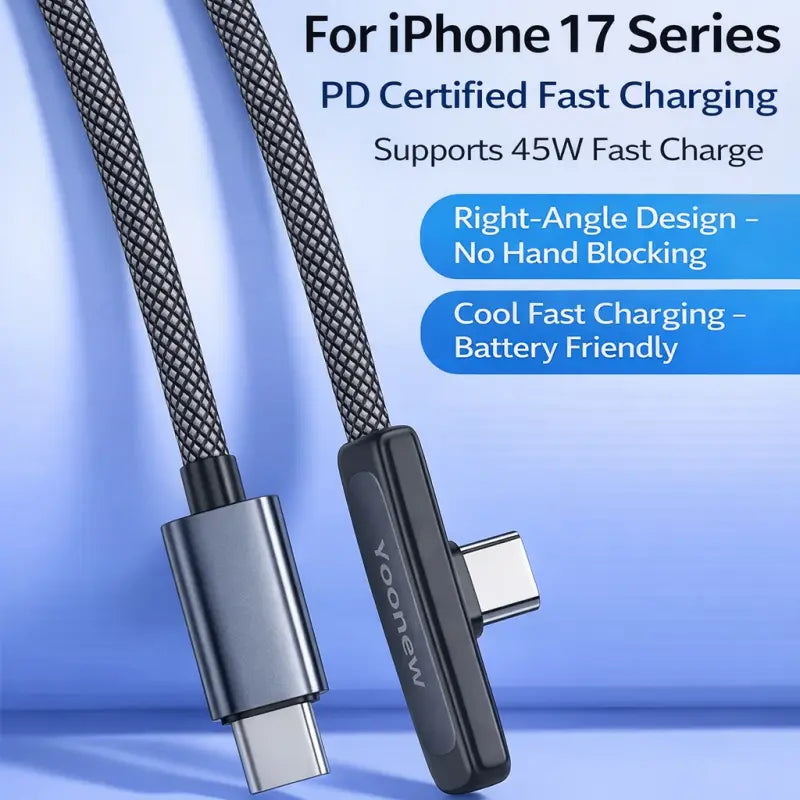 100W Right Angle USB-C Fast Charger Cable