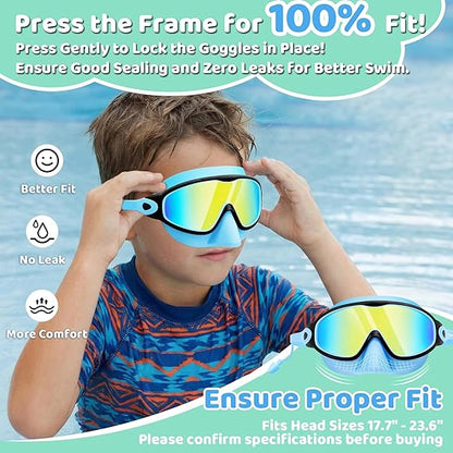 Leak-Proof Panoramic Kids Swim Mask with Soft Nose Cover