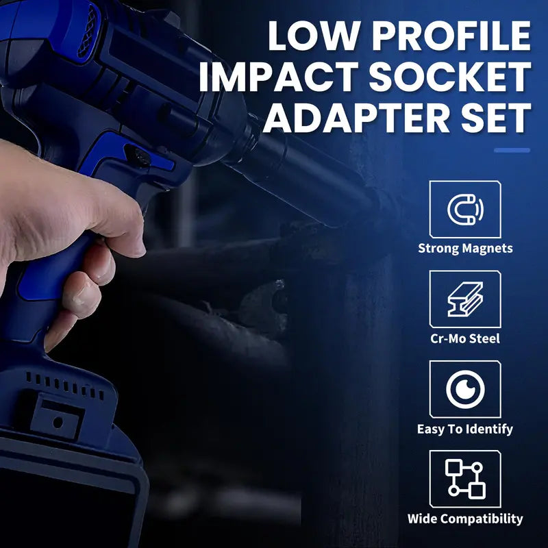 Ultra Low Profile Impact Socket Adapter Set – Reach Tight Spaces with Maximum Torque