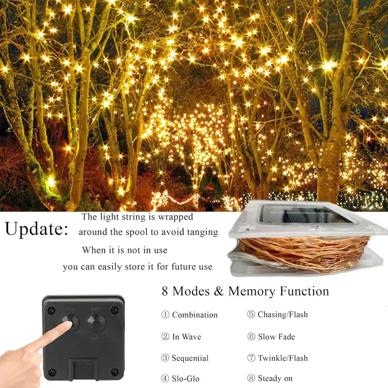 Ultra-Bright Solar Outdoor Fairy Lights – IP65 Waterproof & 8 Lighting Modes