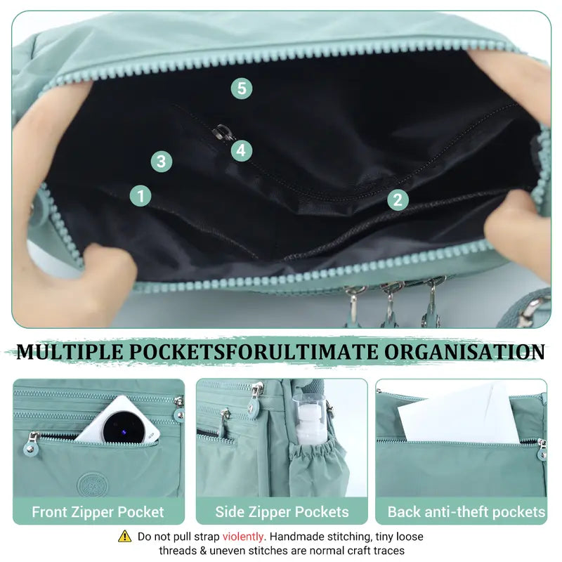 Waterproof Multi-Pocket Crossbody Bag with Ultra-Light Everyday Capacity
