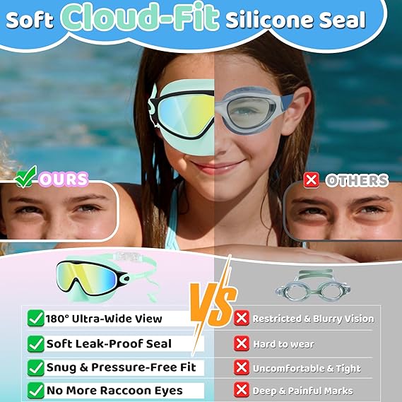 Leak-Proof Panoramic Kids Swim Mask with Soft Nose Cover
