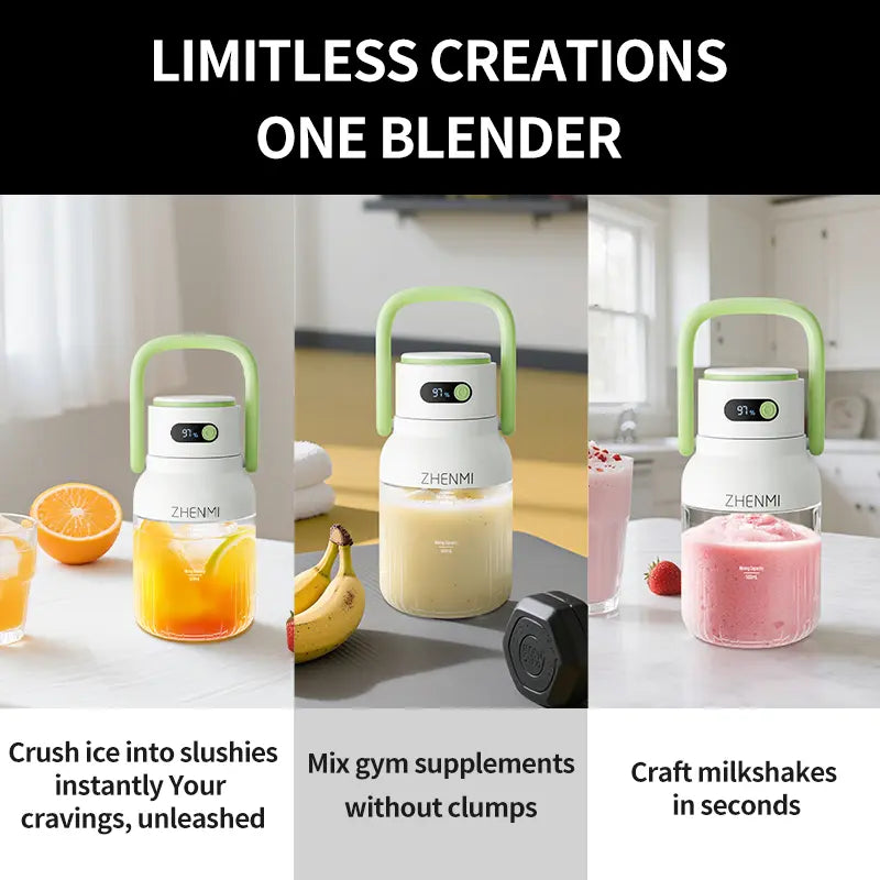 1000ml Portable Cordless Blender with 12-Blade Ice Crushing Power