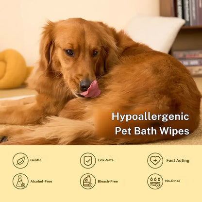 No-Rinse Deodorizing Pet Grooming Glove Wipes