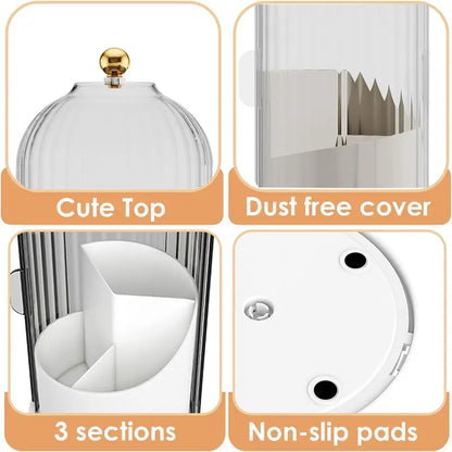 360° Rotating Dustproof Makeup Brush & Vanity Organizer