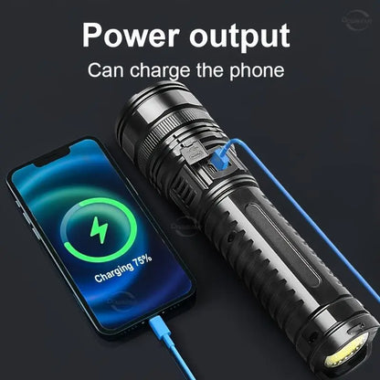 Ultra-Bright 1500M Rechargeable Flashlight with Emergency Power Bank