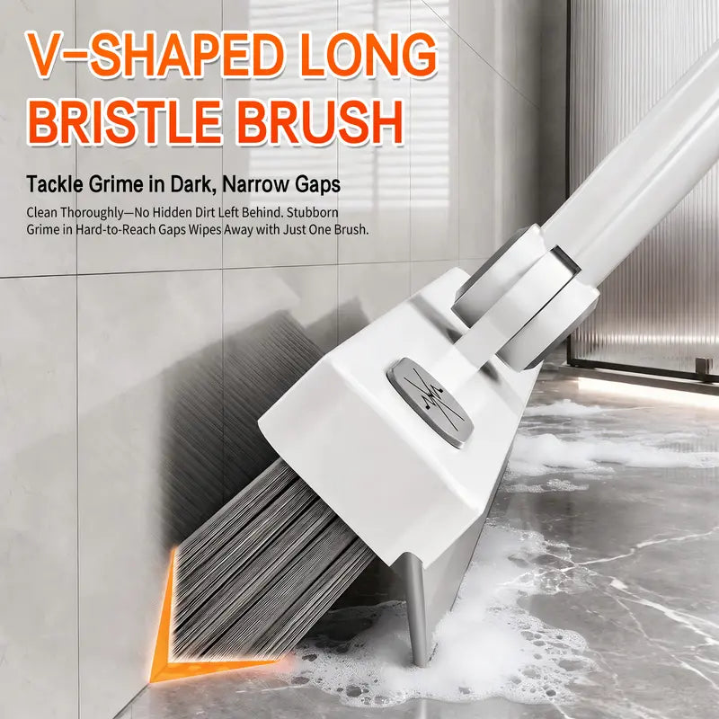 180° Rotating Gap & Crevice Floor Scrub Brush with Squeegee