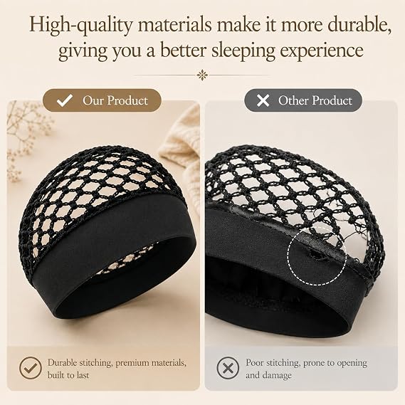 Wide-Band Crochet Mesh Hair Net for Sleeping & Silk Press Protection