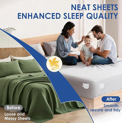 🎁 BUY 1 GET 1 FREE - Never-Slip Bed Sheet Holder: Keep Fitted Sheets Tight All Night Without Lifting Your Mattress