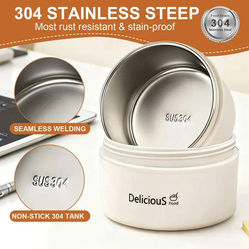 Insulated Stainless Steel Vacuum Lunch Box Set with Thermal Tote Bag