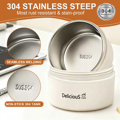 Insulated Stainless Steel Vacuum Lunch Box Set with Thermal Tote Bag