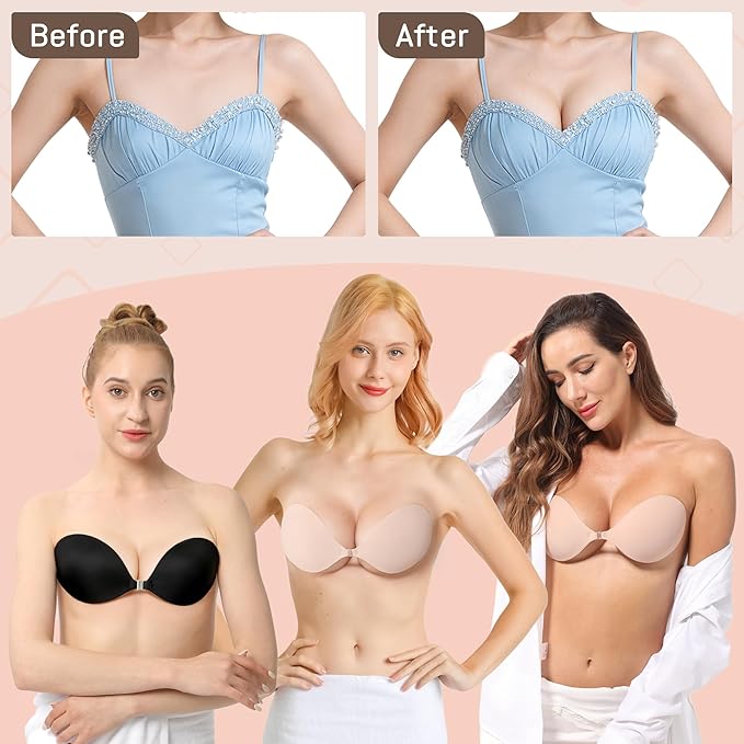 Flaunt Any Outfit with Seamless, Invisible Push-Up Lift Bra!