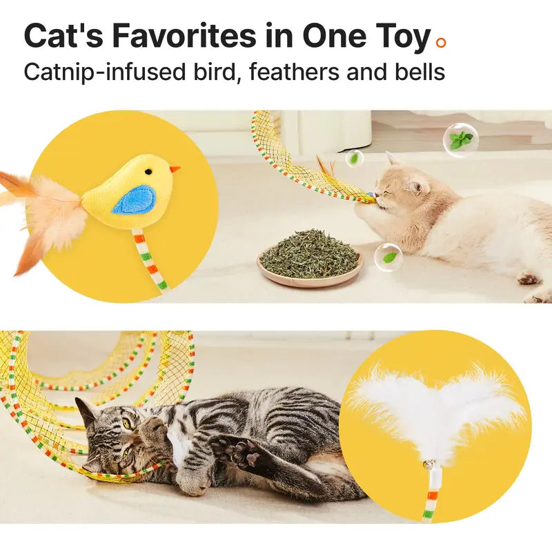 Springy Spiral Cat Tunnel with Feather & Chirping Bird Teaser