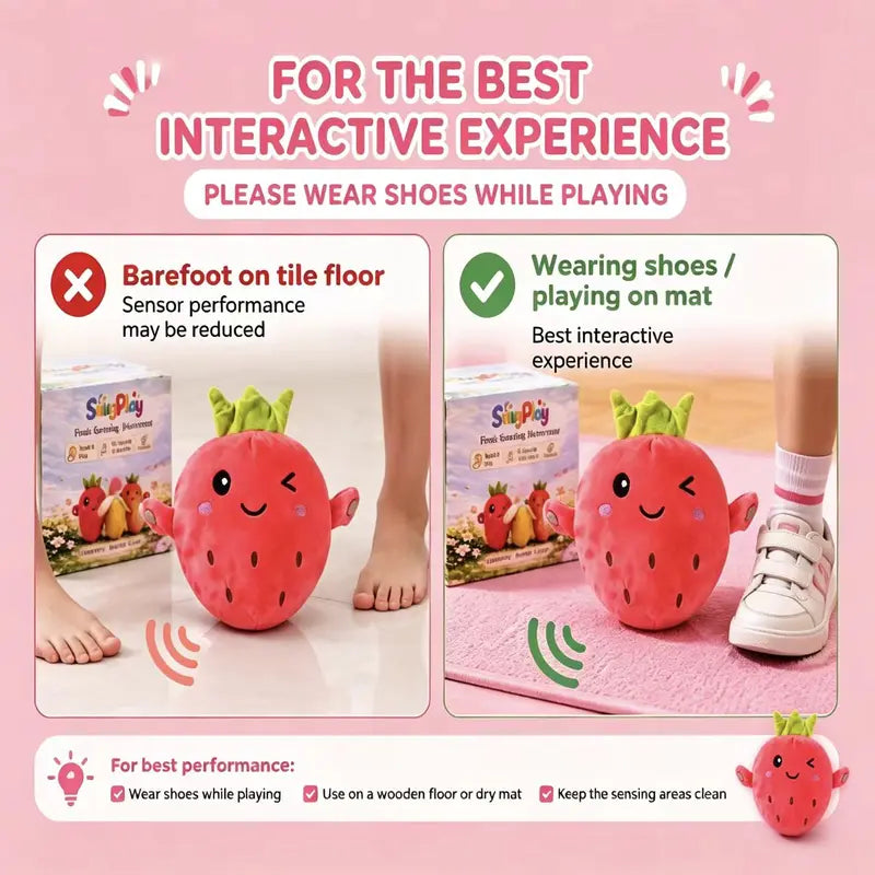 Interactive Fruit Plush Toy with Touch-Sensing Musical Sounds & Soft Skin-Touch Fabric