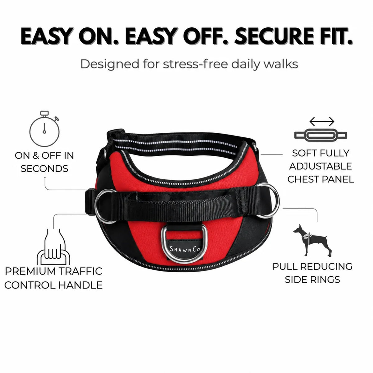 No-Pull Dog Harness with Side Leash Rings for Gentle Walk Control