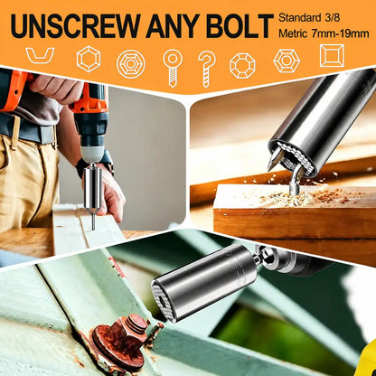 One Super Universal Socket Grip Wrench Tool Fits 7mm-19mm Nuts & Bolts