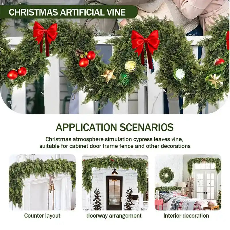 Real-Touch Artificial Cedar Garland for Christmas Decor
