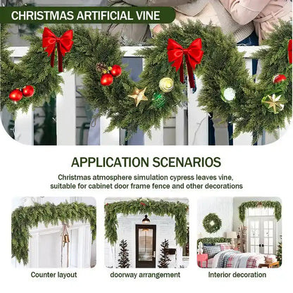 Real-Touch Artificial Cedar Garland for Christmas Decor