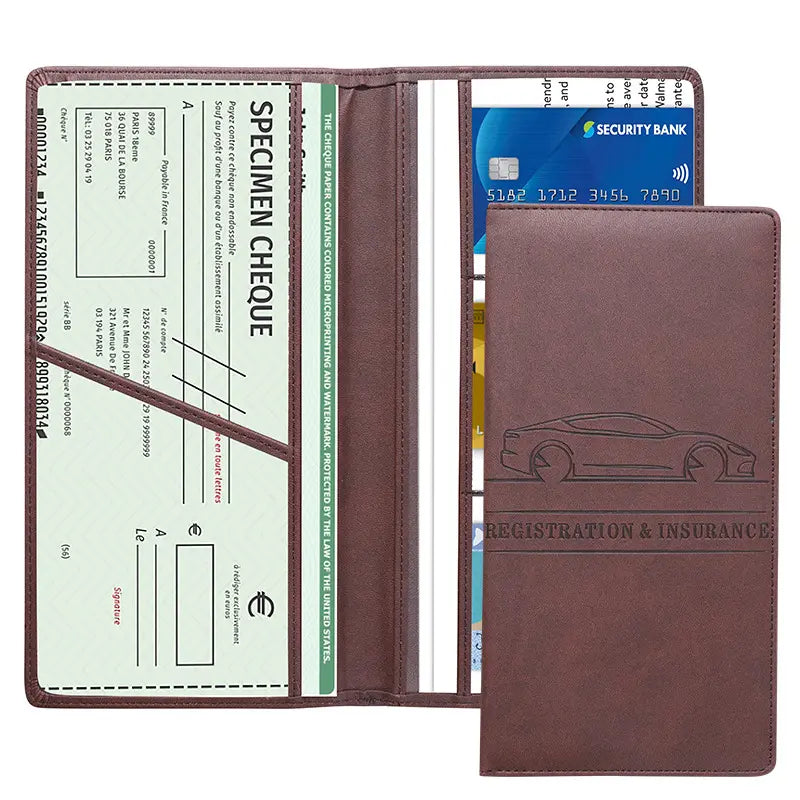 Ultra-Slim Leather Car Registration & Insurance Holder Wallet