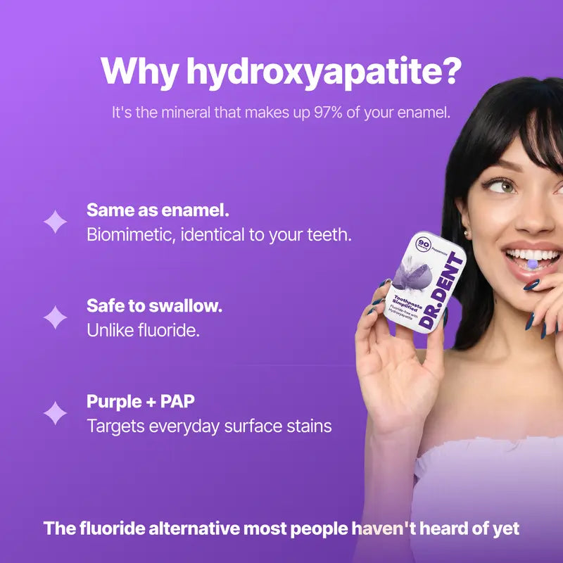 Purple Tone-Correcting Whitening Toothpaste Tablets with 10% Hydroxyapatite