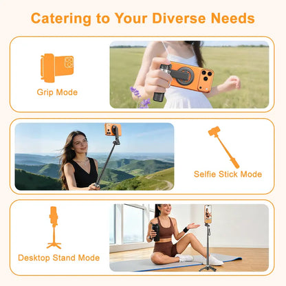 Magnetic 360° Rotatable Selfie Stick Tripod with Wireless Remote & Extendable Stand