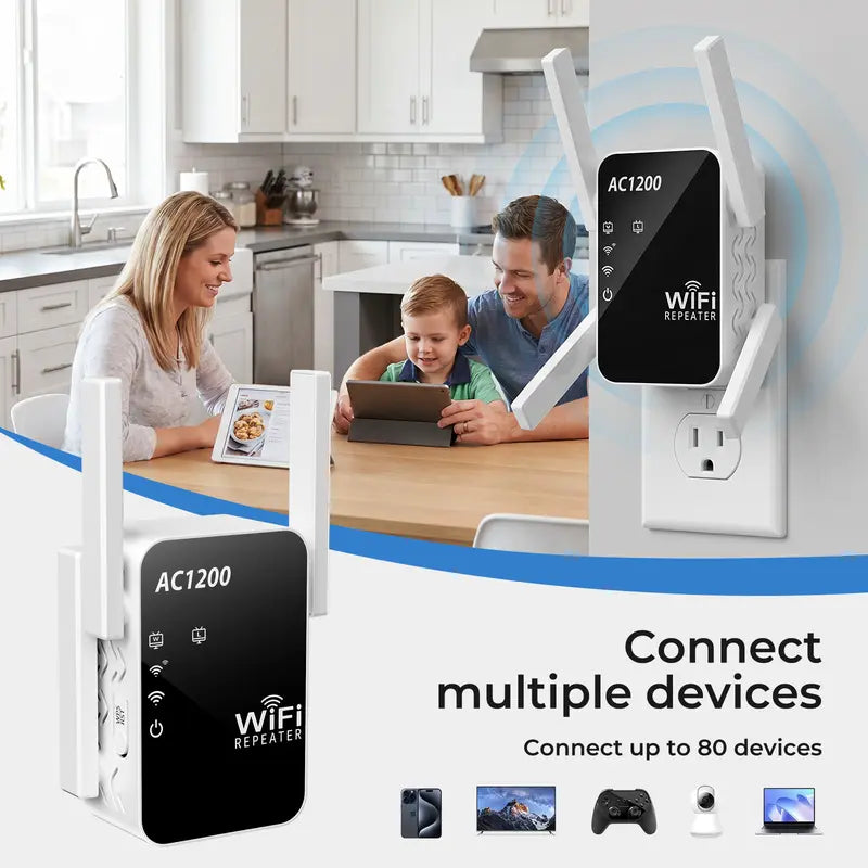 Eliminate Dead Zones Instantly with AC1200 Dual-Band WiFi Extender