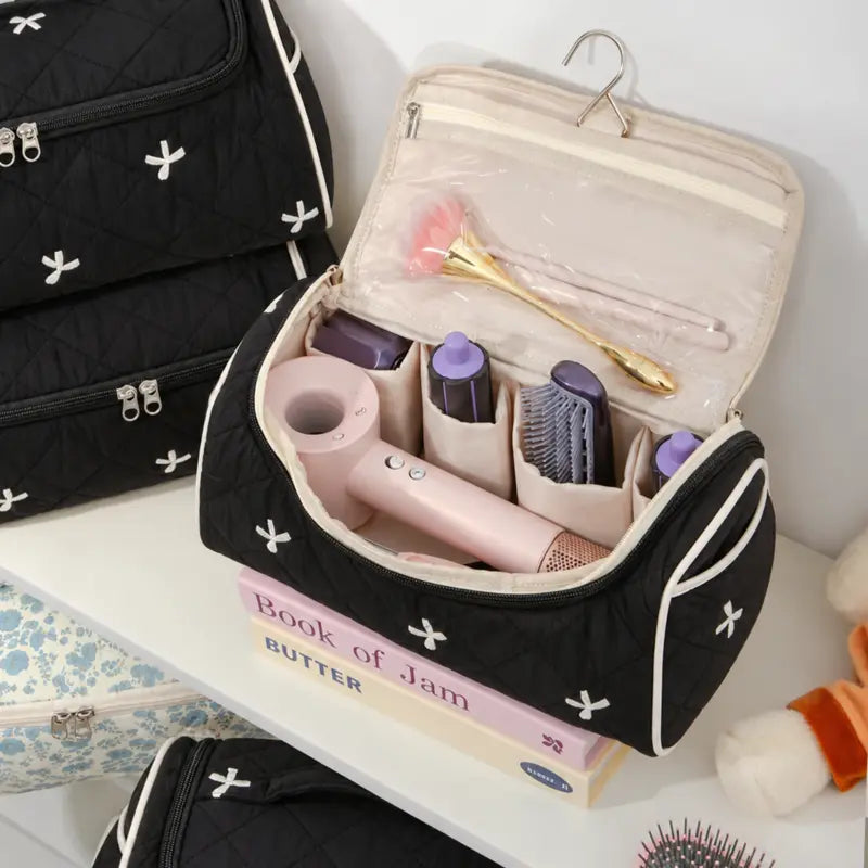 All-in-One Quilted Travel Case for Hair Tools & Cosmetics