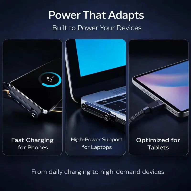 240W Fast Charging Cable with Foldable Phone Stand