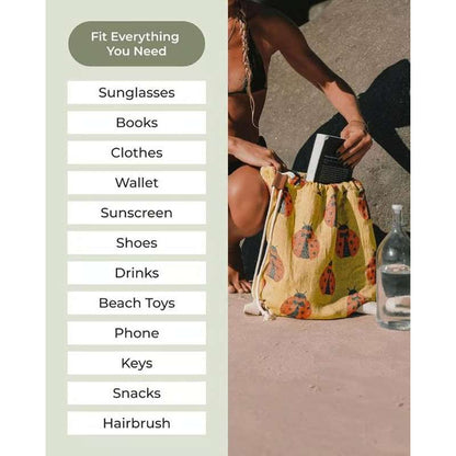 2-in-1 Fast-Dry Beach Towel Drawstring Backpack