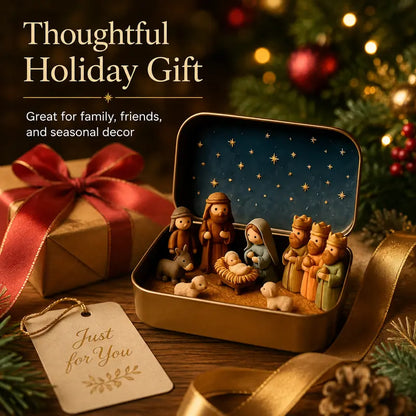 Mini Christmas Nativity Set in Pocket Keepsake Tin
