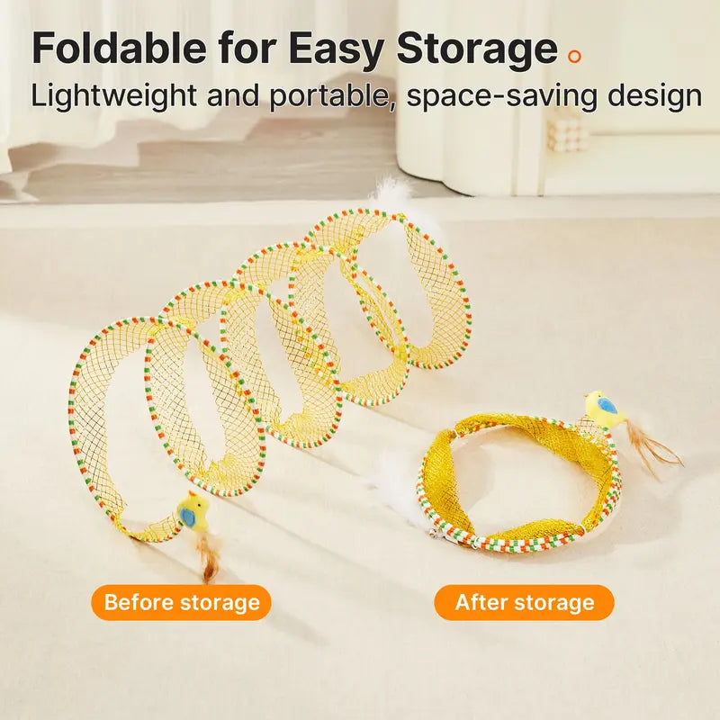 Springy Spiral Cat Tunnel with Feather & Chirping Bird Teaser